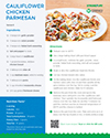 Screen grab of free, downloadable cauliflower chicken Parmesan recipe